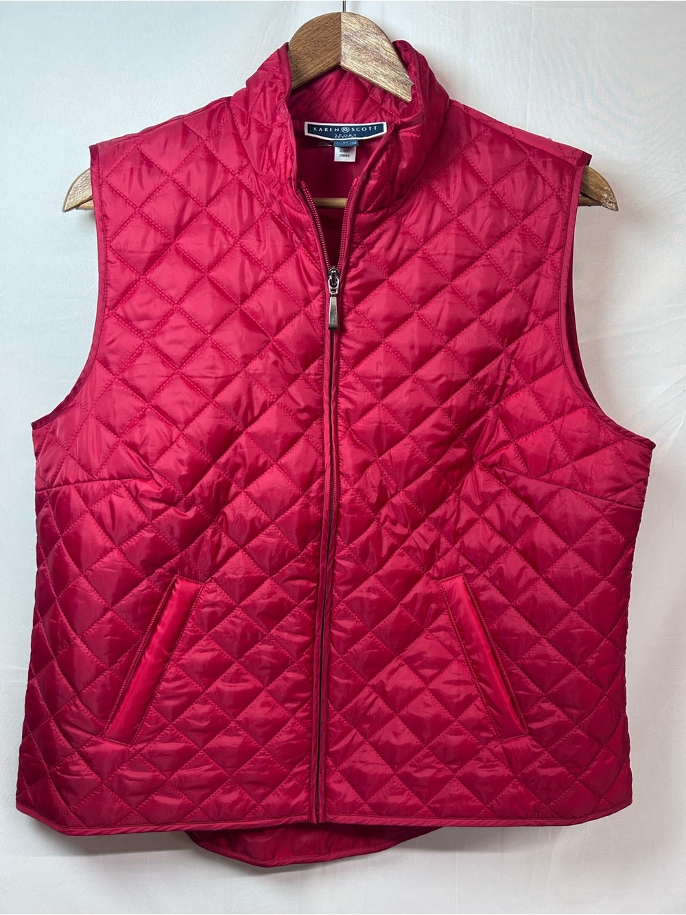 Karen Scott Sport Red Quilted Zip-Front Vest